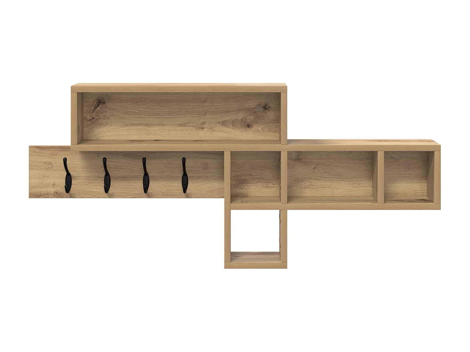 Perchero de pared de roble hecho a mano 100 x 12 x 43,5 cm