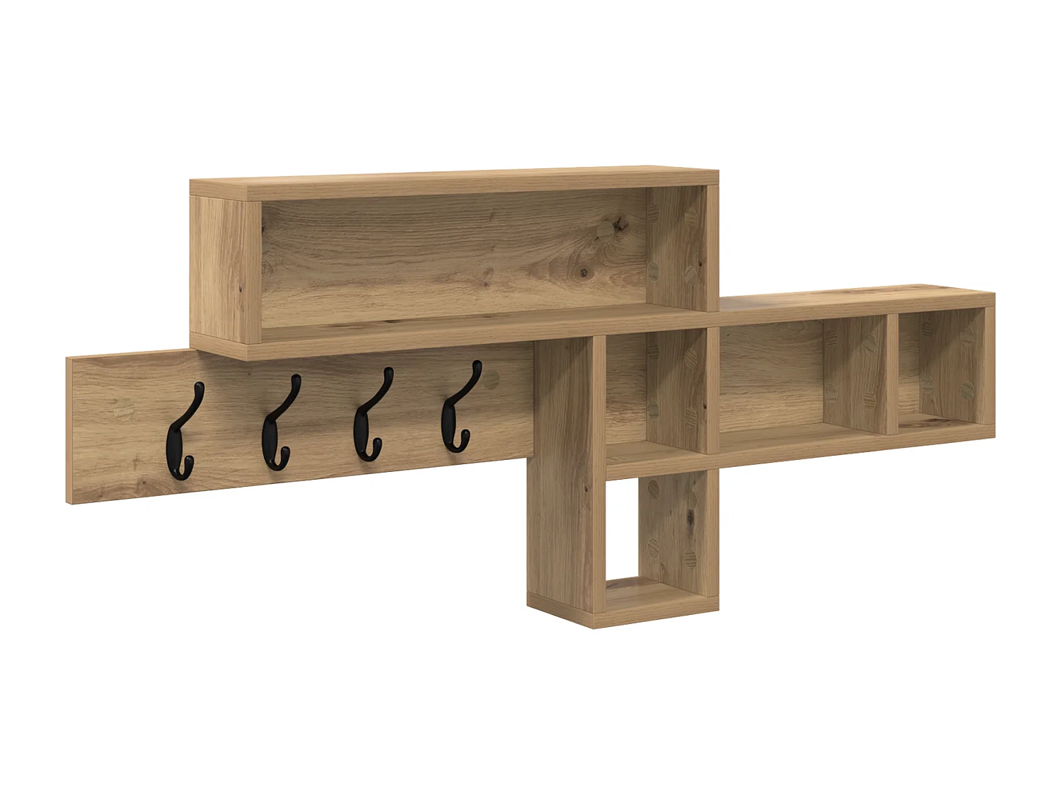 Appendiabiti da parete in rovere fatto a mano 100 x 12 x 43,5 cm