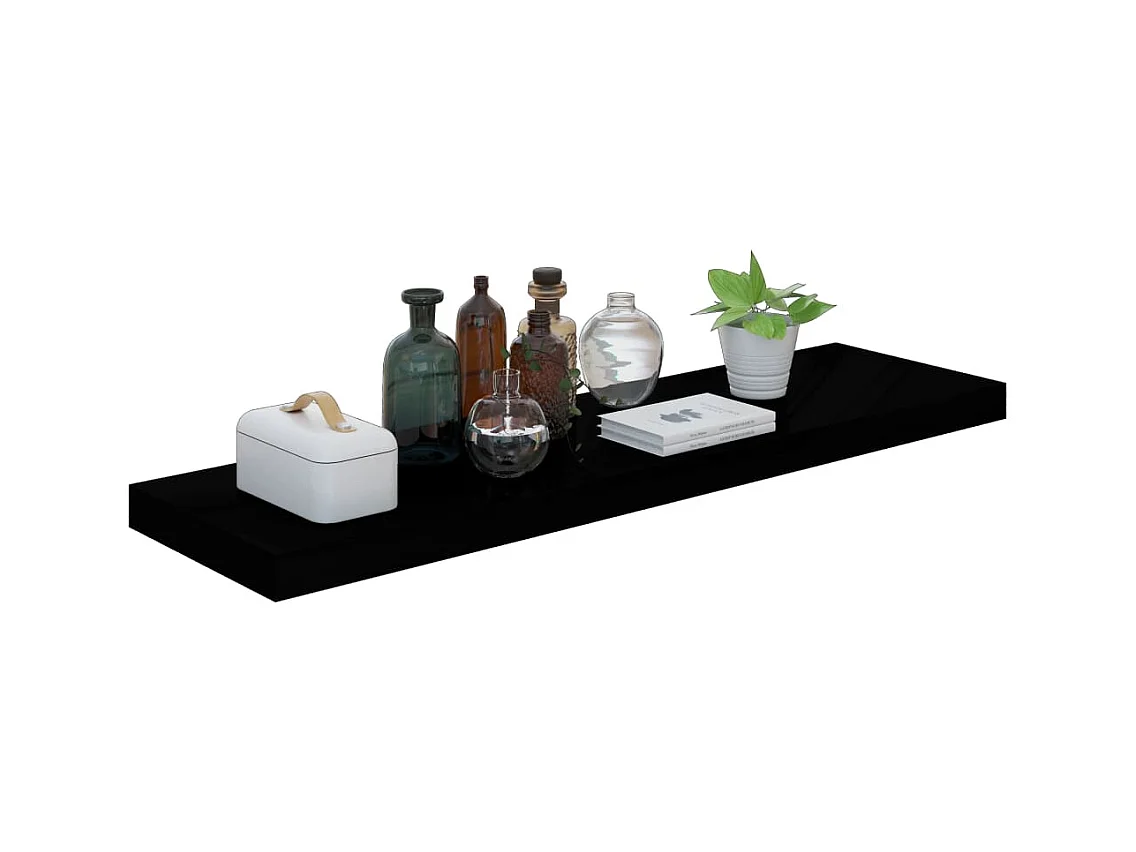 Zwevende wandplank 4 stuks glanzend zwart 90x23,5x3,8 cm MDF