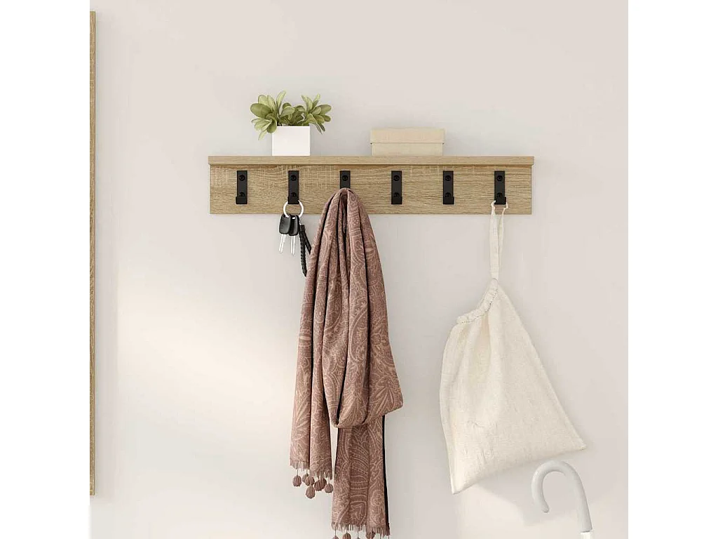 Porte-manteau mural Chêne sonoma 60 x 10.5 x 10.5 cm