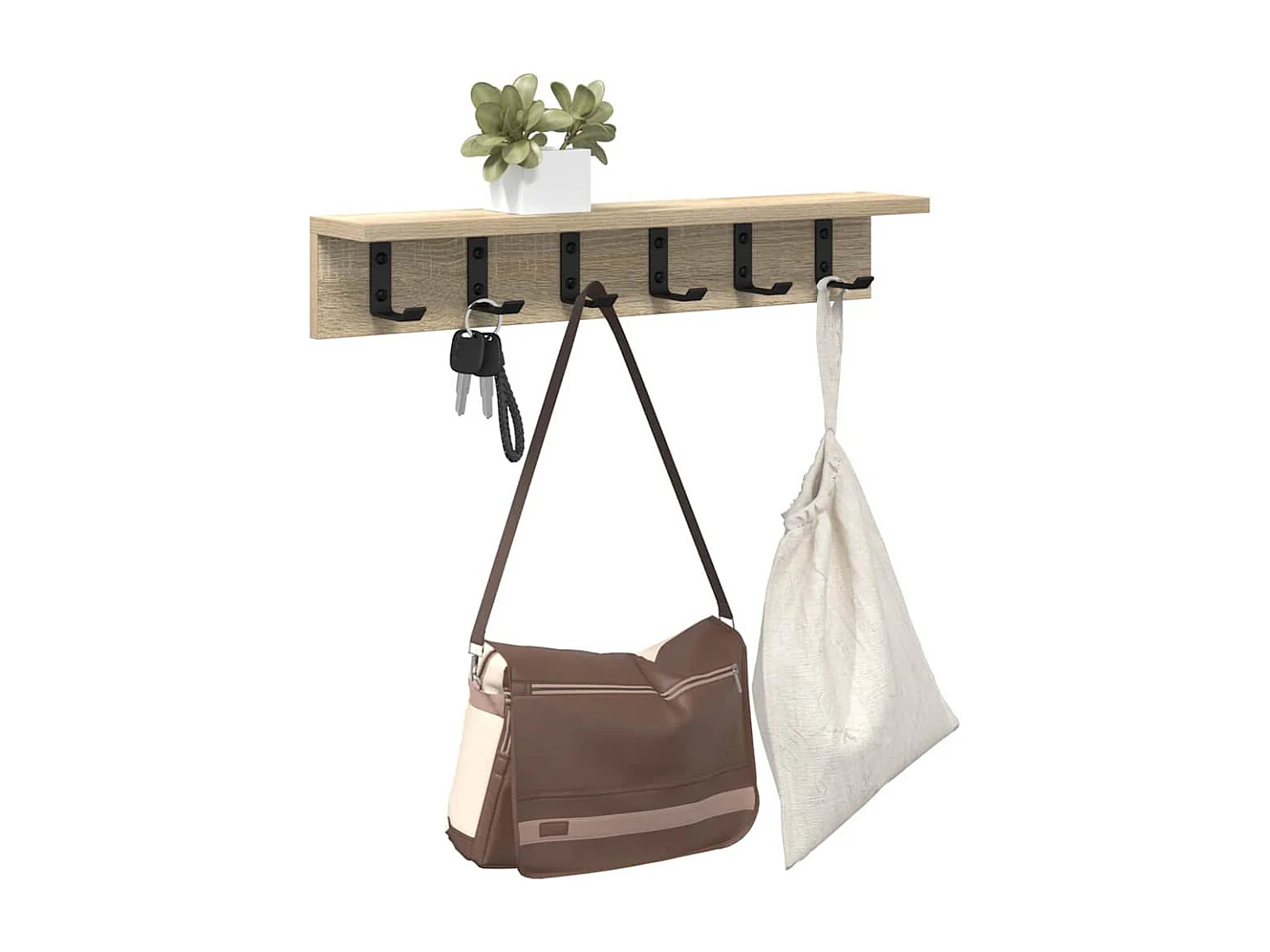 Porte-manteau mural Chêne sonoma 60 x 10.5 x 10.5 cm