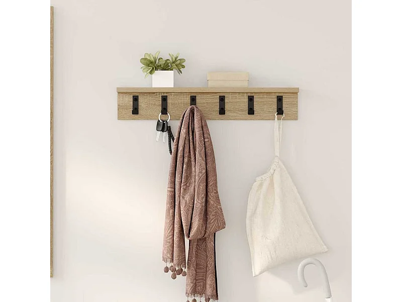 Porte-manteau mural Chêne sonoma 60 x 10.5 x 10.5 cm