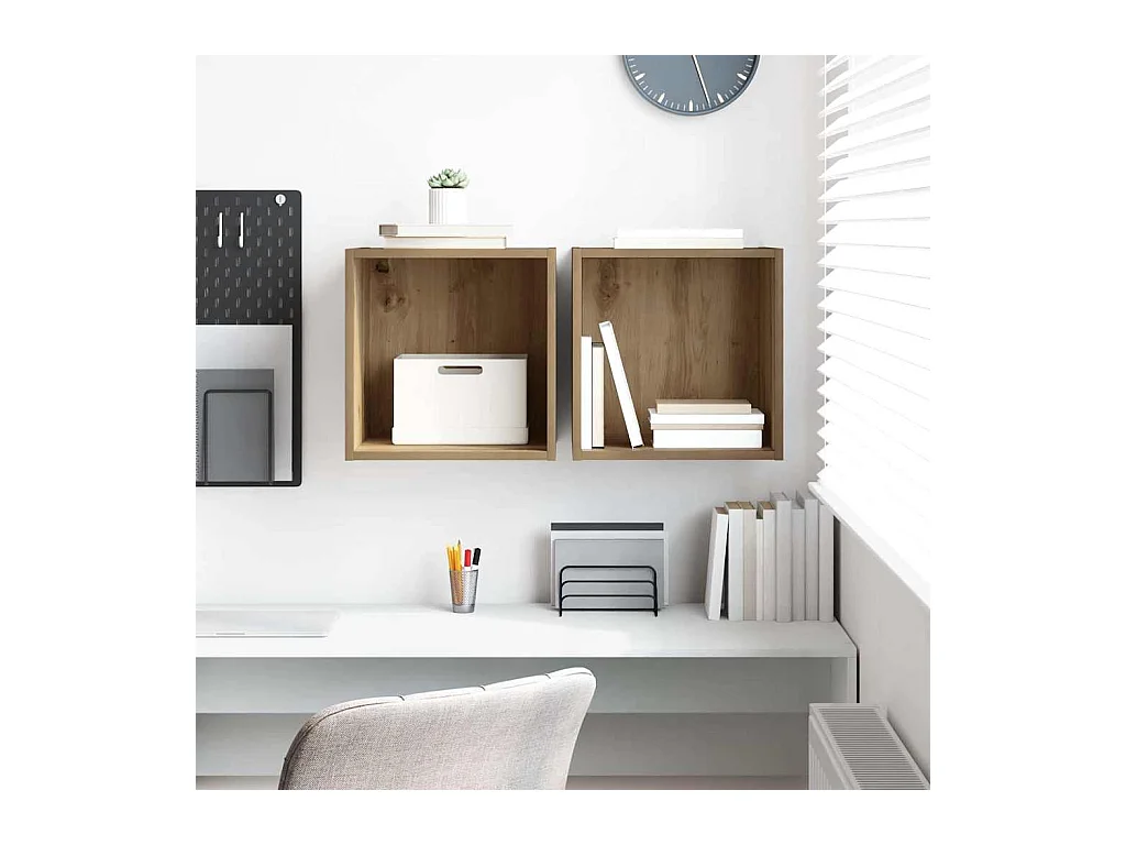 Pensile con mensola 2 pezzi rovere artigianale 37 x 37 x 37 cm