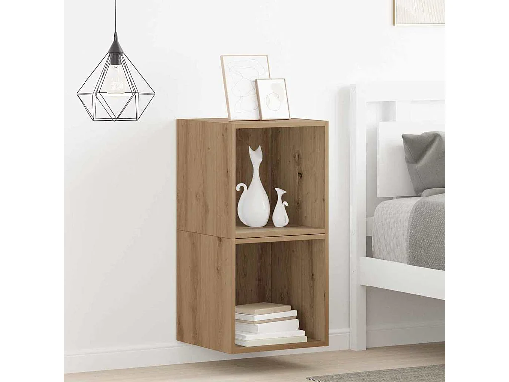 Pensile con mensola 2 pezzi rovere artigianale 37 x 37 x 37 cm