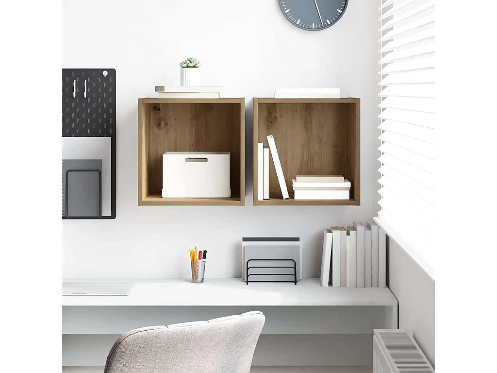 Mueble de pared con estante 2 piezas roble artesanal 37 x 37 x 37 cm