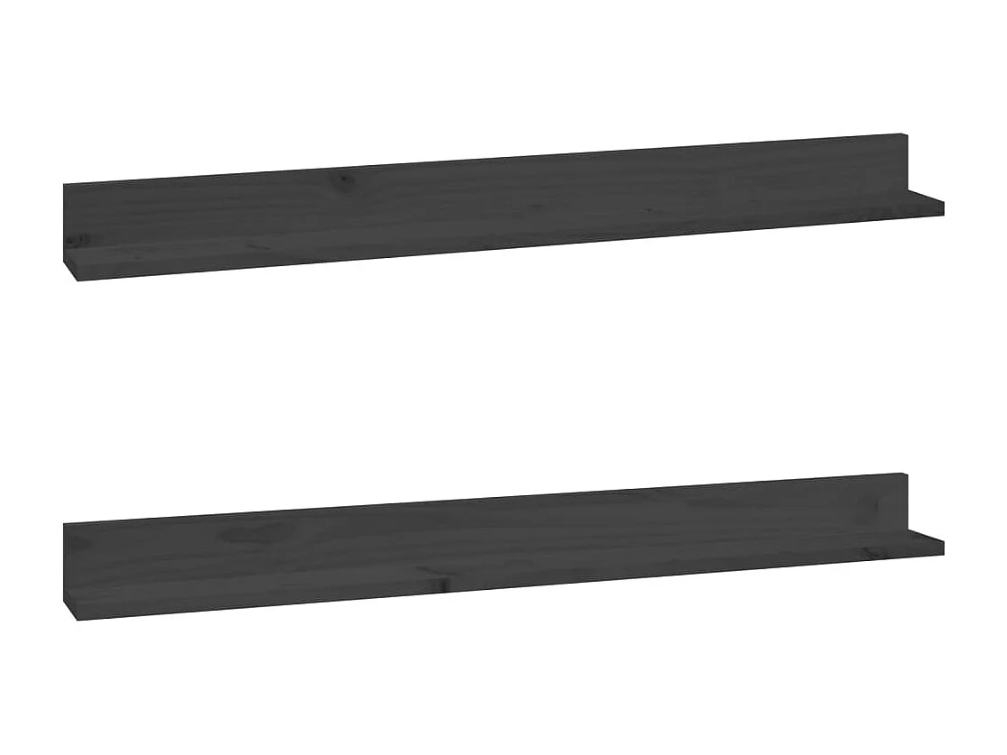 Wandplanken 2 stuks Grijs 110x11x9 cm Massief grenenhout