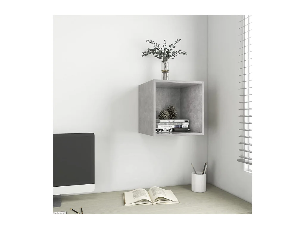 Betongrauer Wandschrank 37x37x37 cm Holzwerkstoff