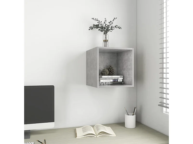 Betongrauer Wandschrank 37x37x37 cm Holzwerkstoff
