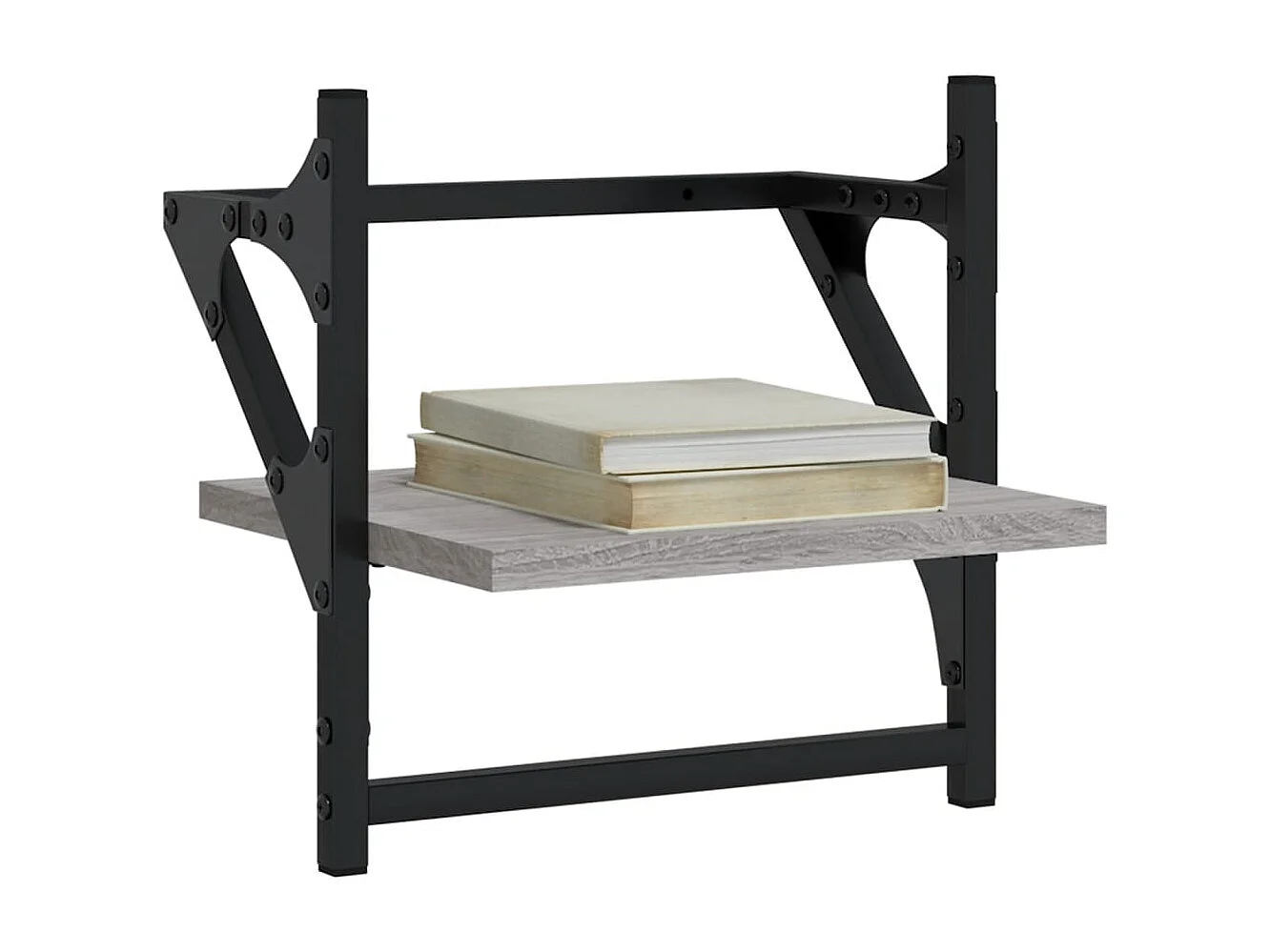 Étagères murales avec barres 2 pcs sonoma gris 30x25x30 cm