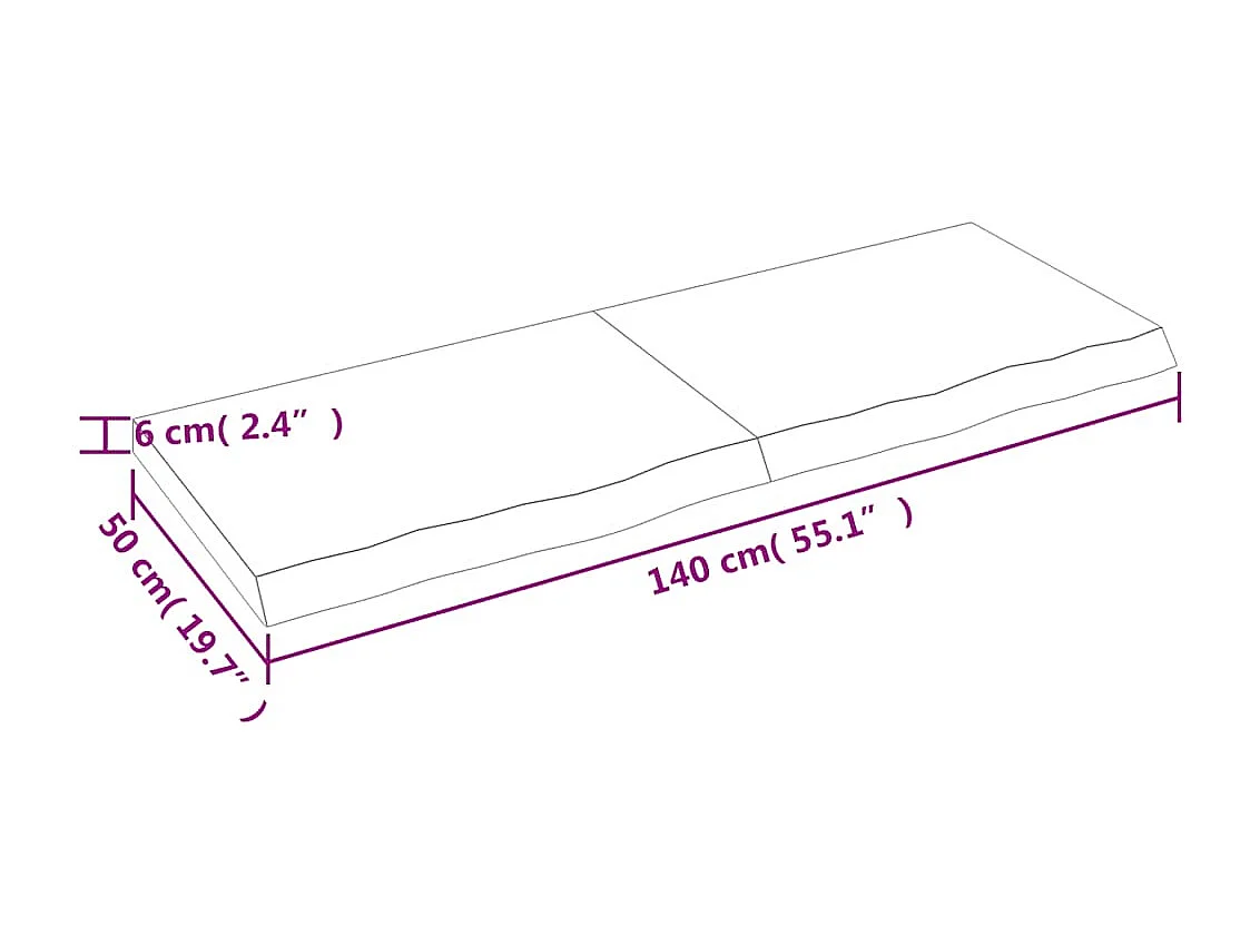 Mensola da parete marrone chiaro in legno massello di rovere trattato