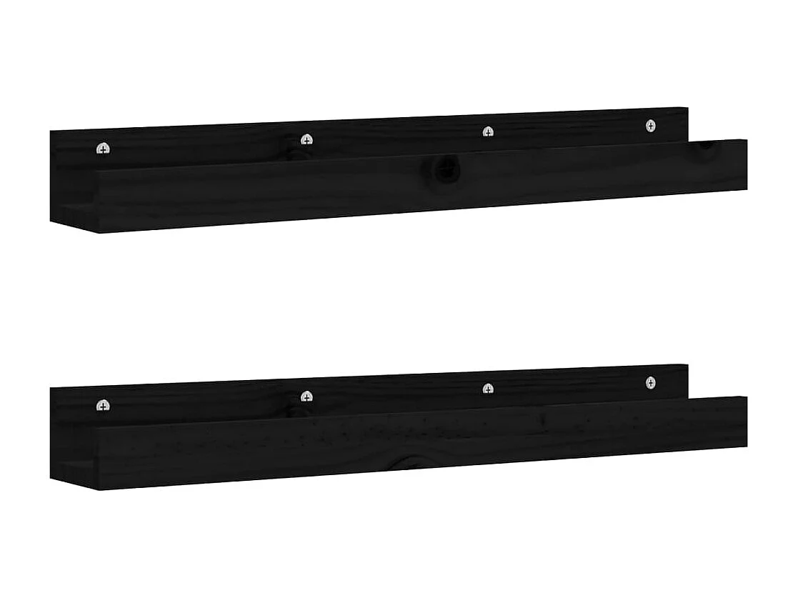 Wandplanken 2 stuks Zwart 80x12x9 cm Massief grenenhout