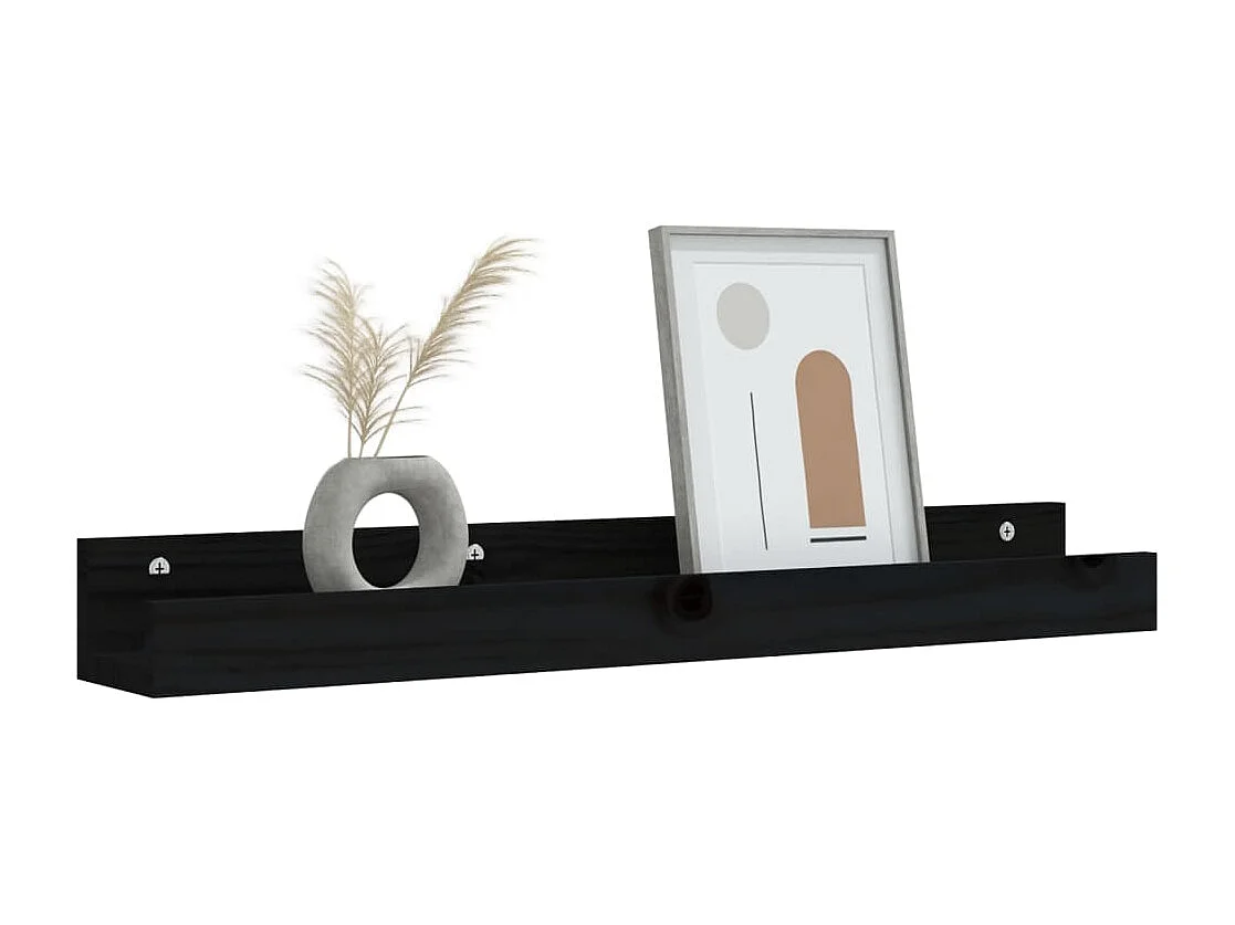 Étagères murales 2 pcs Noir 80x12x9 cm Bois de pin massif