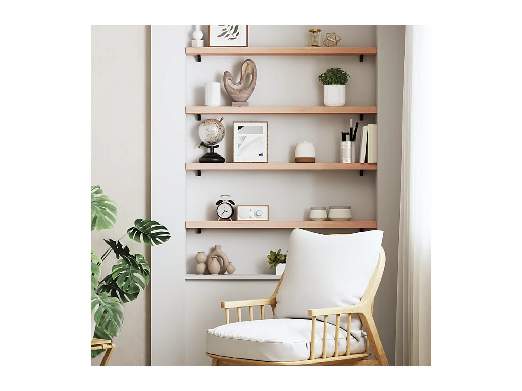 Mensola da parete 100x10x4 cm in legno massello di rovere non trattato