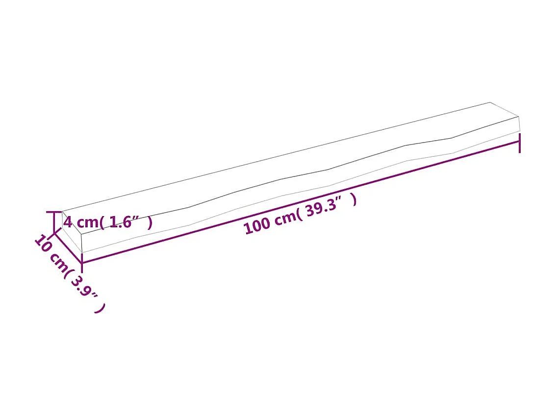 Wandplank 100x10x4 cm massief onbehandeld eikenhout