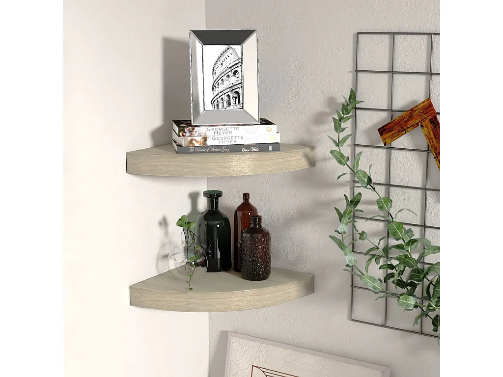 Schwebende Eckregale 2 Stück Eiche 25x25x3,8 cm MDF