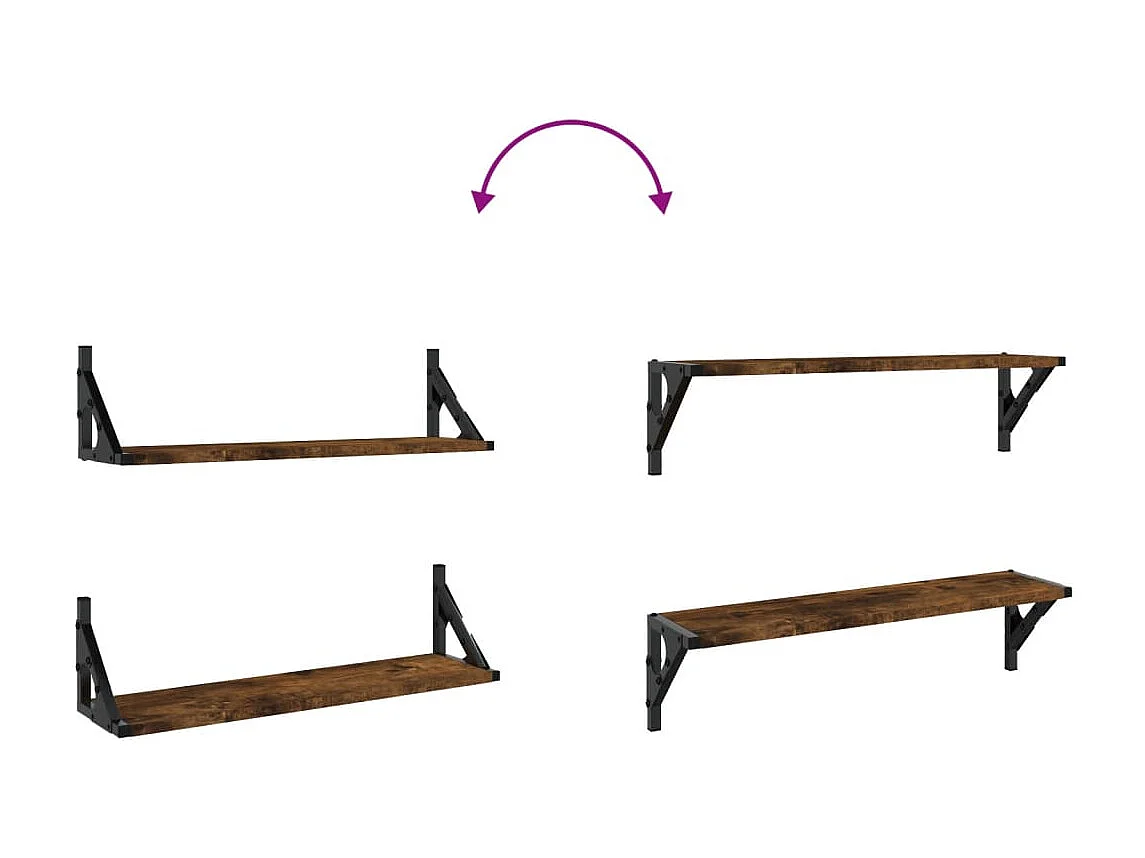 Estantes de pared 2 piezas roble ahumado 60x15x15,5 cm