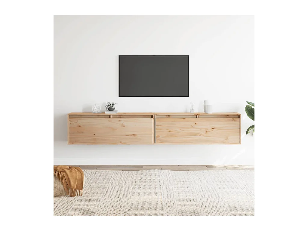 Armarios de pared 2 uds 100x30x35 cm Madera maciza de pino