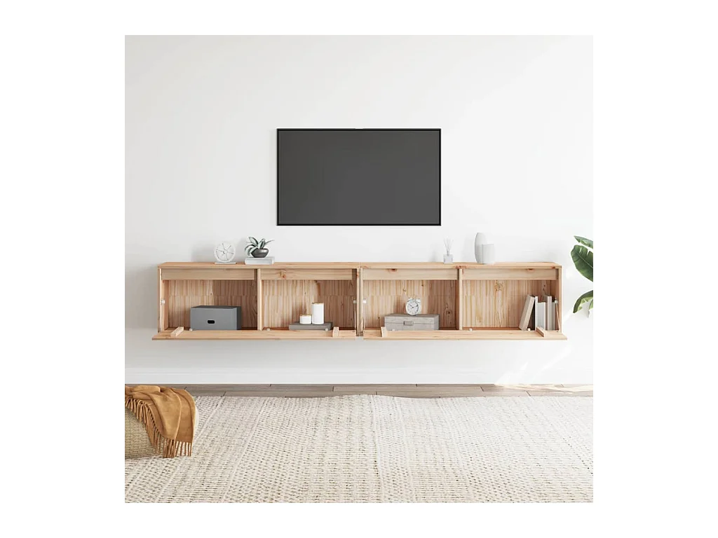 Armarios de pared 2 uds 100x30x35 cm Madera maciza de pino