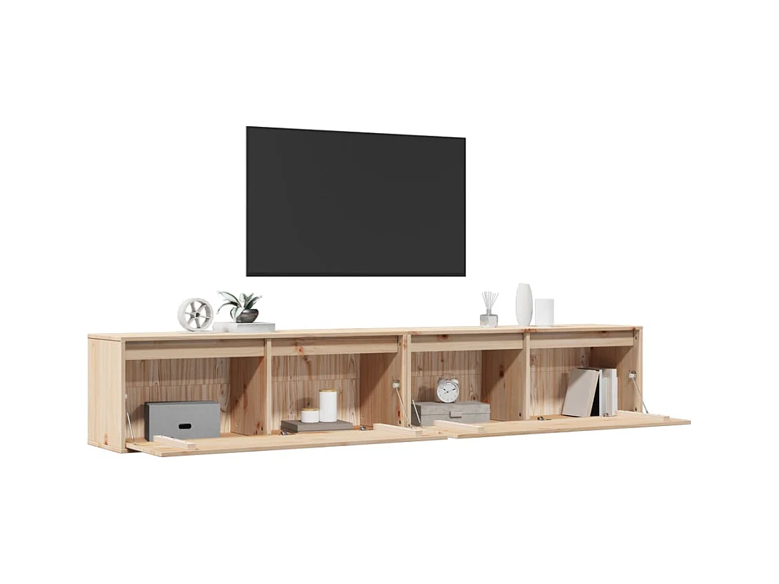 Armarios de pared 2 uds 100x30x35 cm Madera maciza de pino