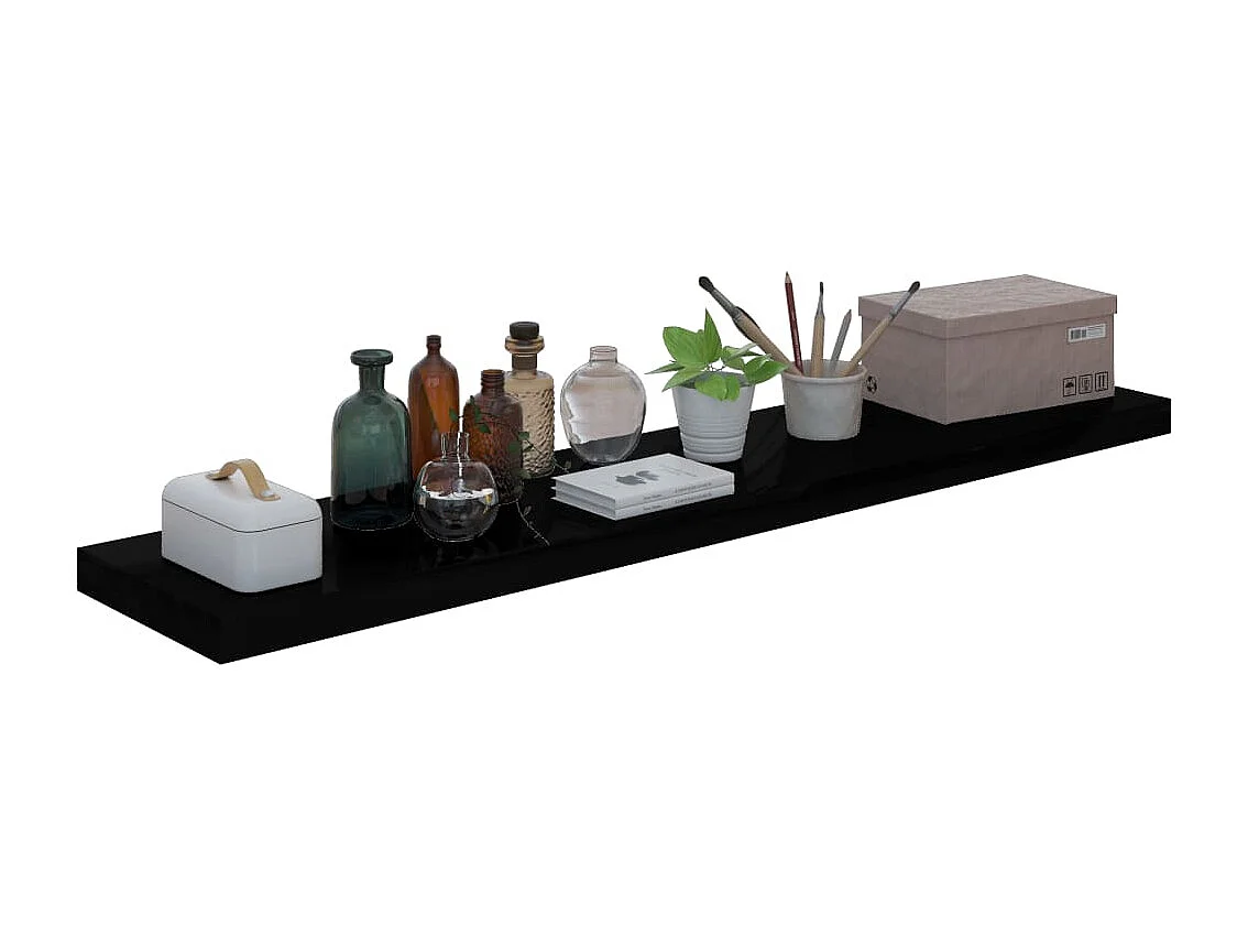 Zwevende wandplank 2 stuks glanzend zwart 120x23,5x3,8cm MDF