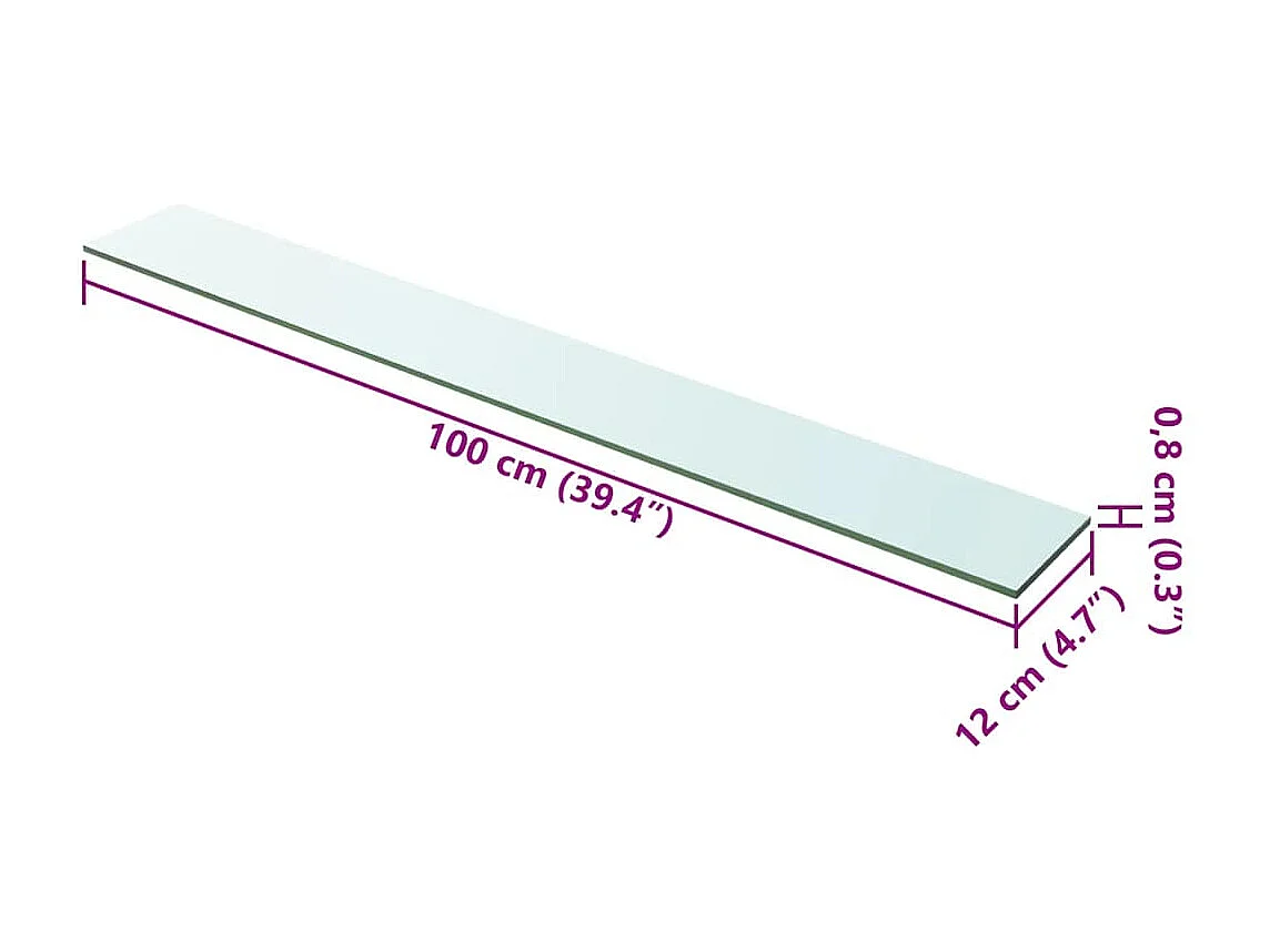 Panneaux d'étagère 2 pcs Verre Transparent 100 x 12 cm
