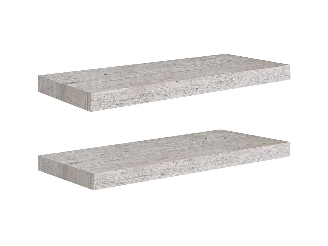 Mensole da parete sospese 2 pezzi grigio cemento 60x23,5x3,8 cm MDF