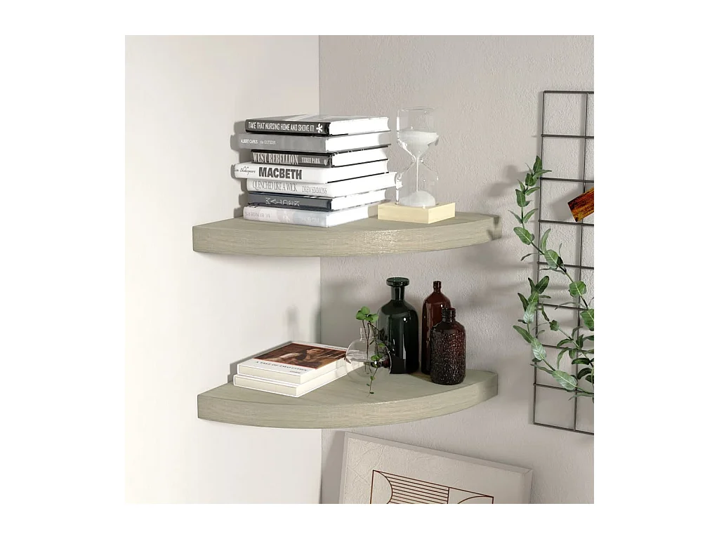 Étagères d'angle flottantes 2 pcs chêne 35x35x3,8 cm MDF