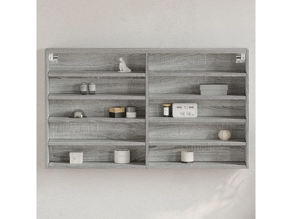 Armoire à vitrine sonoma gris 100x15x58 cm bois d'ingénierie