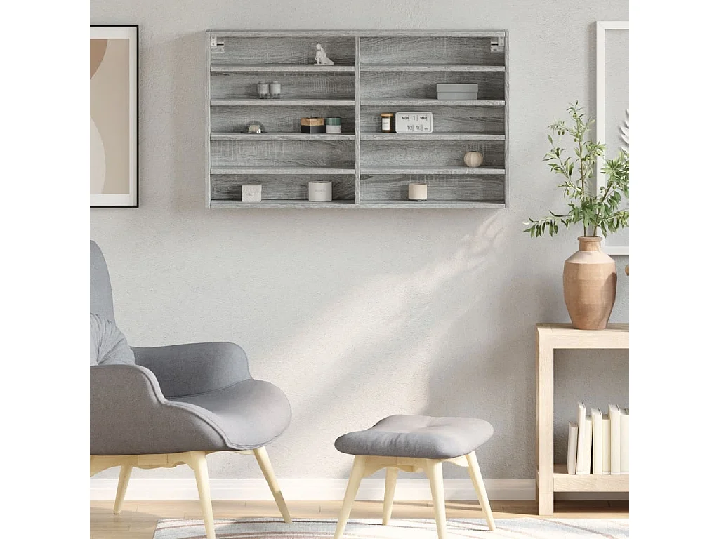 Armoire à vitrine sonoma gris 100x15x58 cm bois d'ingénierie