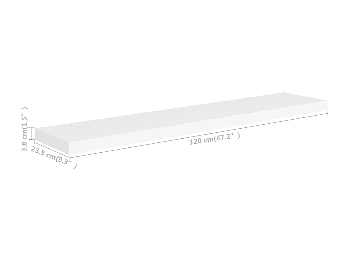 Estantes de pared flotantes 4 piezas blanco 120x23,5x3,8 cm MDF