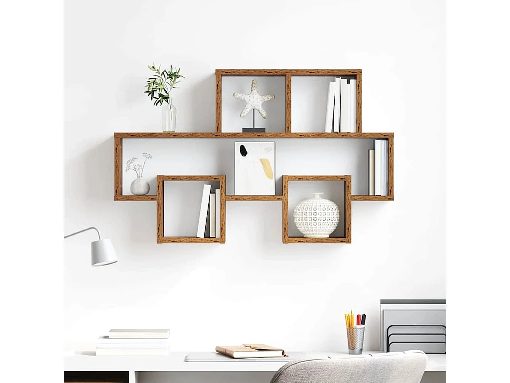 Mensola da parete in legno antico 82 x 15 x 51 cm in legno ingegnerizzato