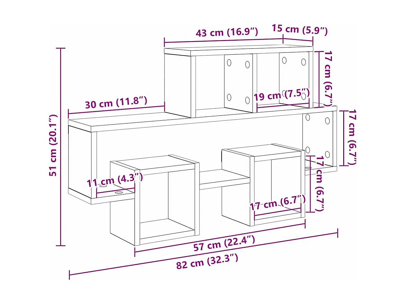 Mensola da parete in legno antico 82 x 15 x 51 cm in legno ingegnerizzato