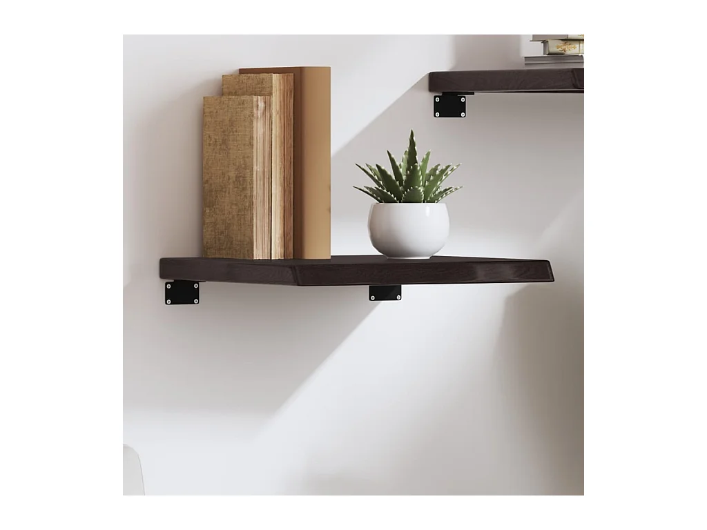 Estante de pared marrón oscuro fabricado en madera maciza de roble tratada
