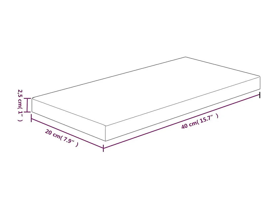 Panel de estantería 40x20x2,5 cm Madera maciza de roble sin tratar