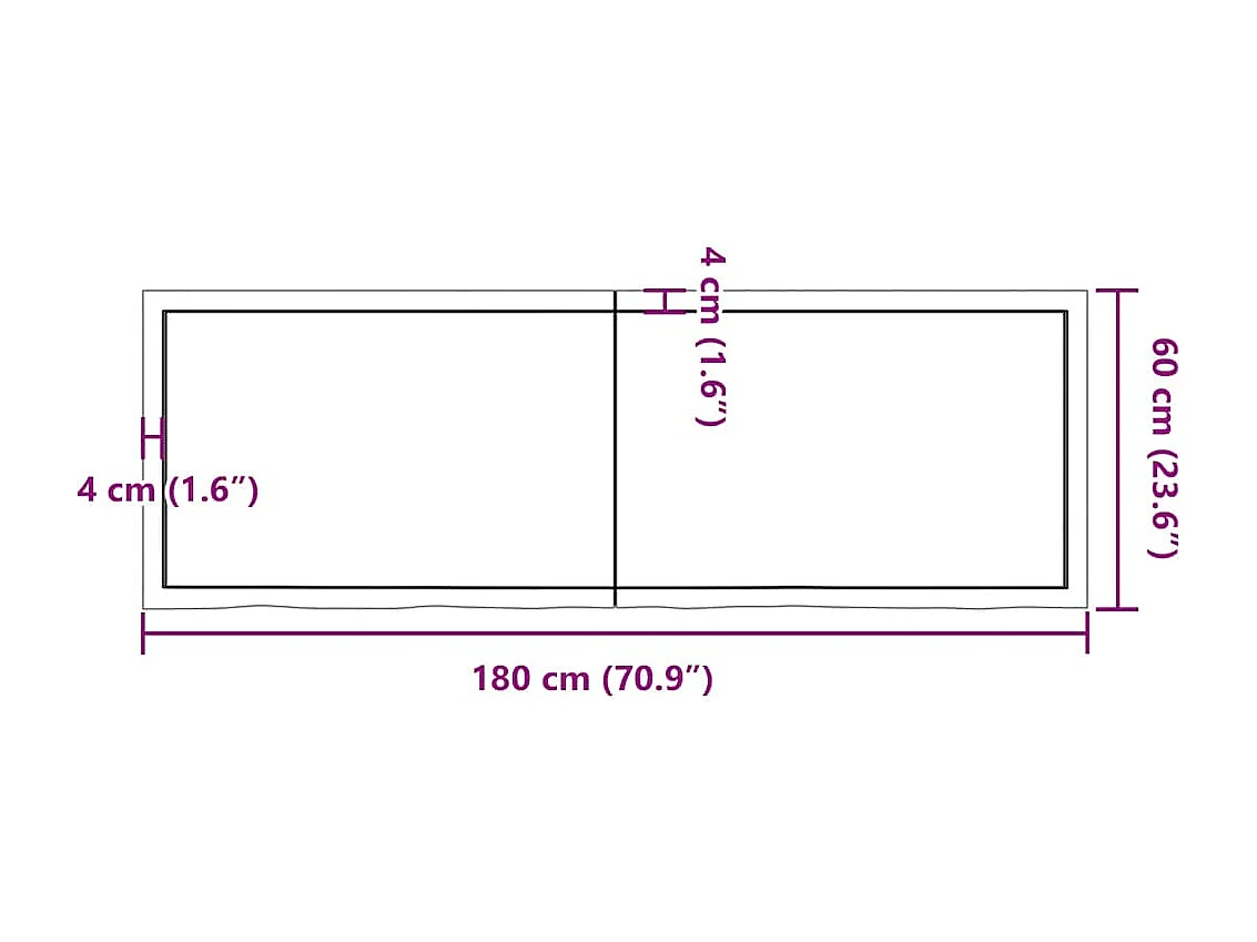 Estante de pared 180x60x(2-6) cm madera maciza de roble sin tratar
