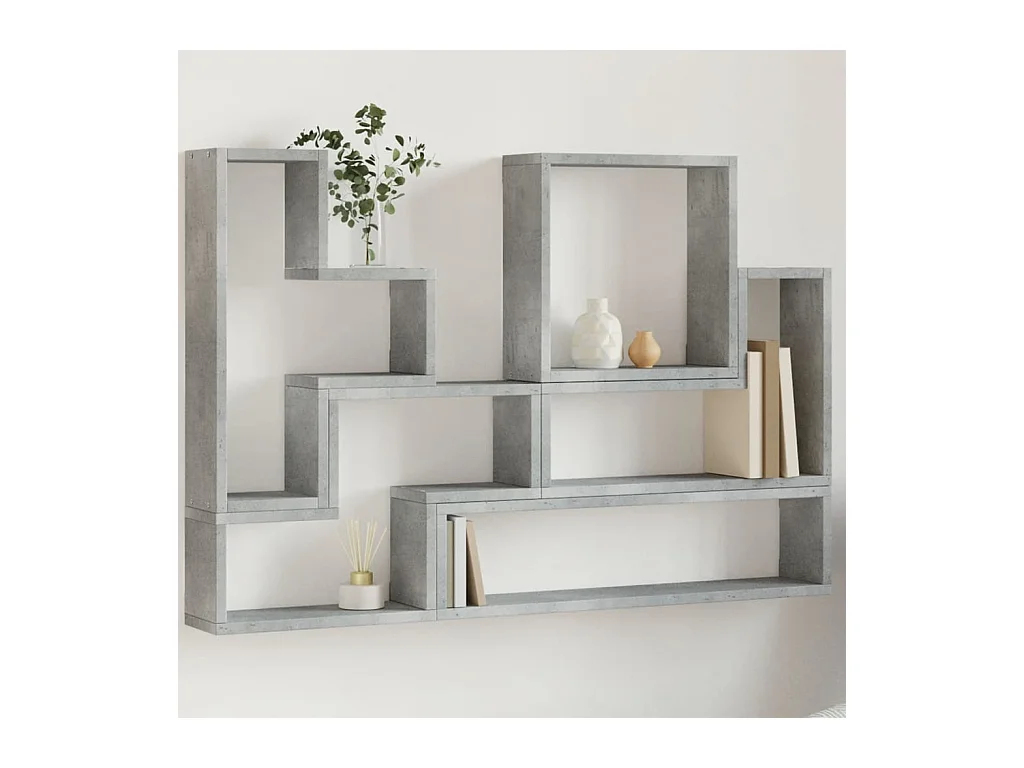 Estante de pared de hormigón gris 96x12x64 cm madera de ingeniería