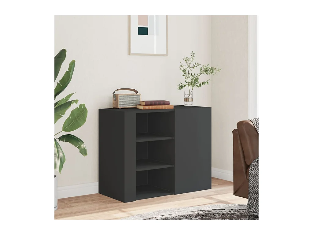 Zwarte wandkast 75x35x60 cm bewerkt hout