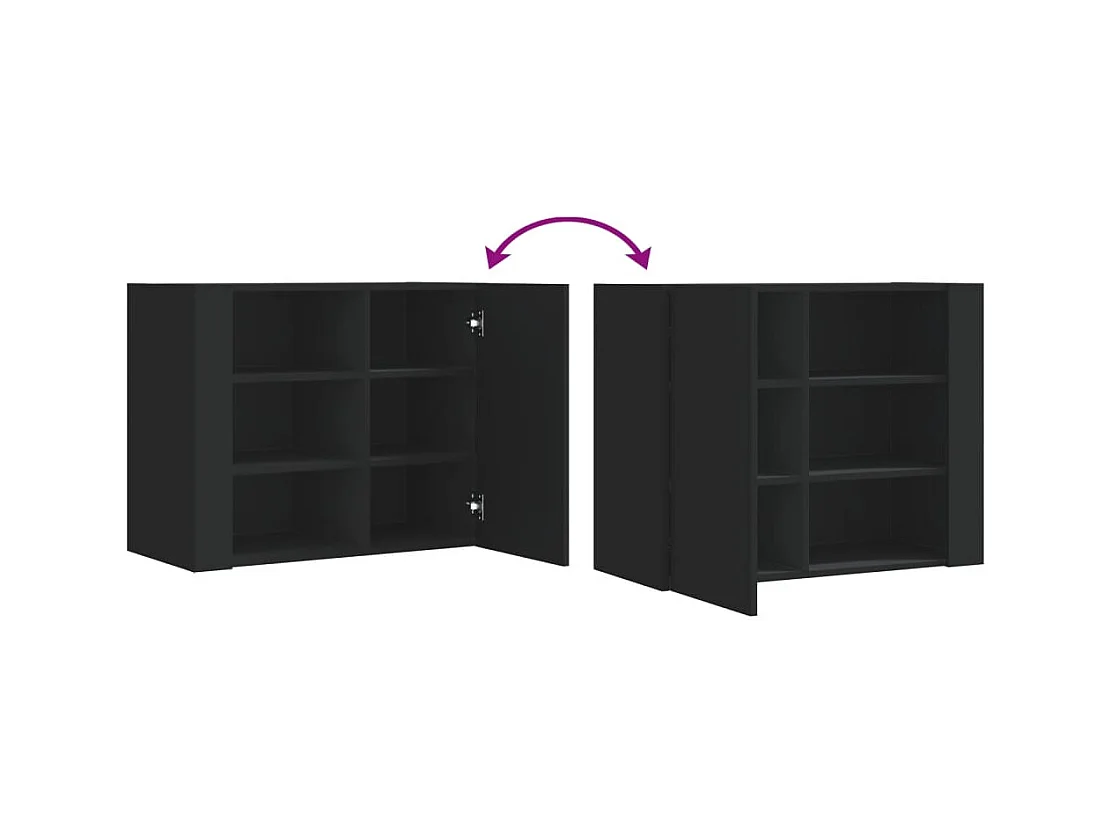 Zwarte wandkast 75x35x60 cm bewerkt hout