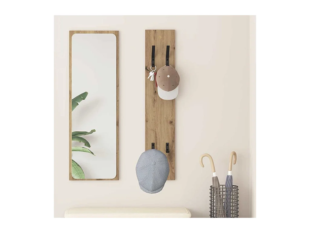 Perchero de pared de roble hecho a mano 20 x 1,5 x 100 cm