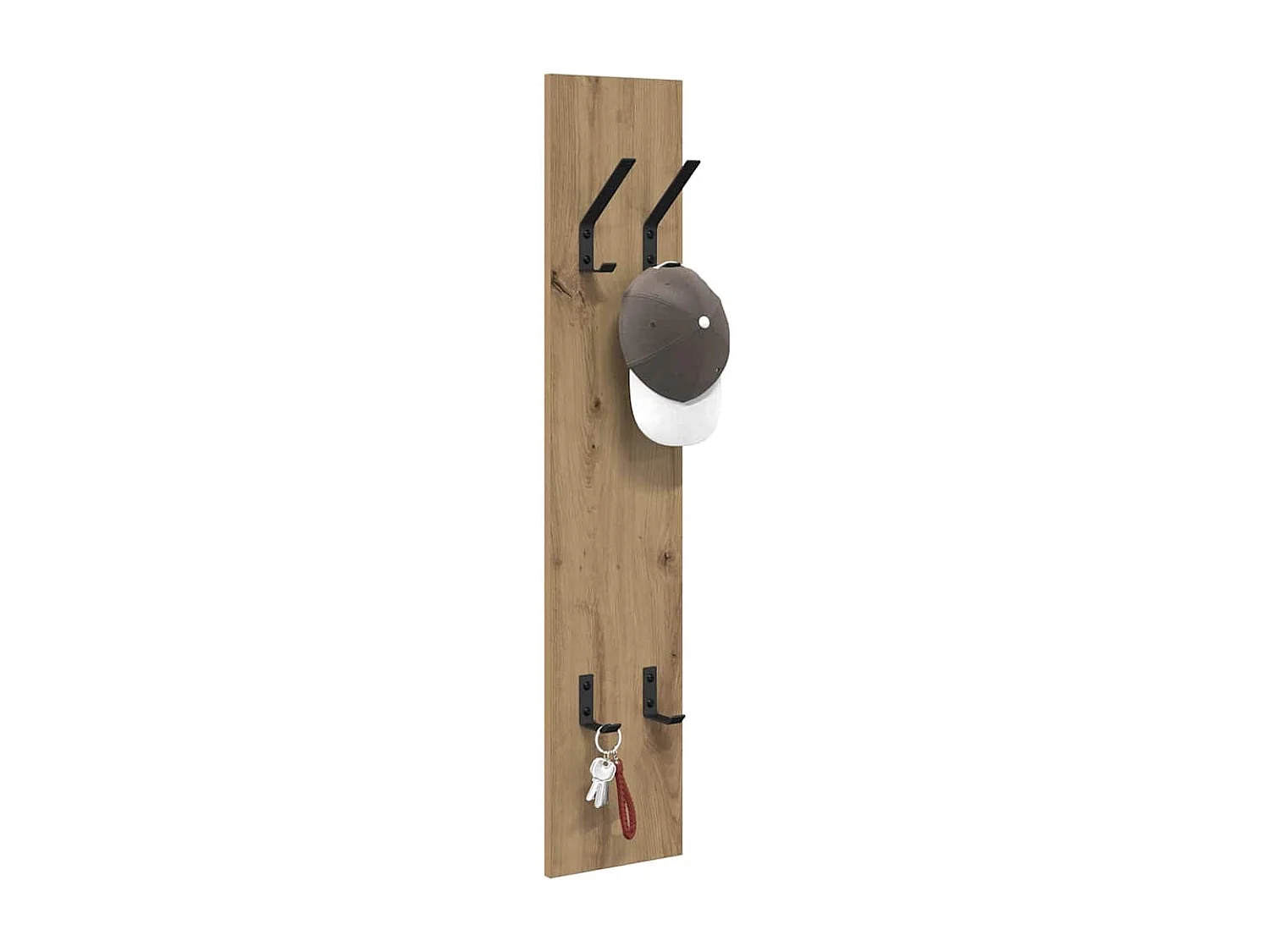 Handgefertigte Wandgarderobe aus Eiche 20 x 1,5 x 100 cm