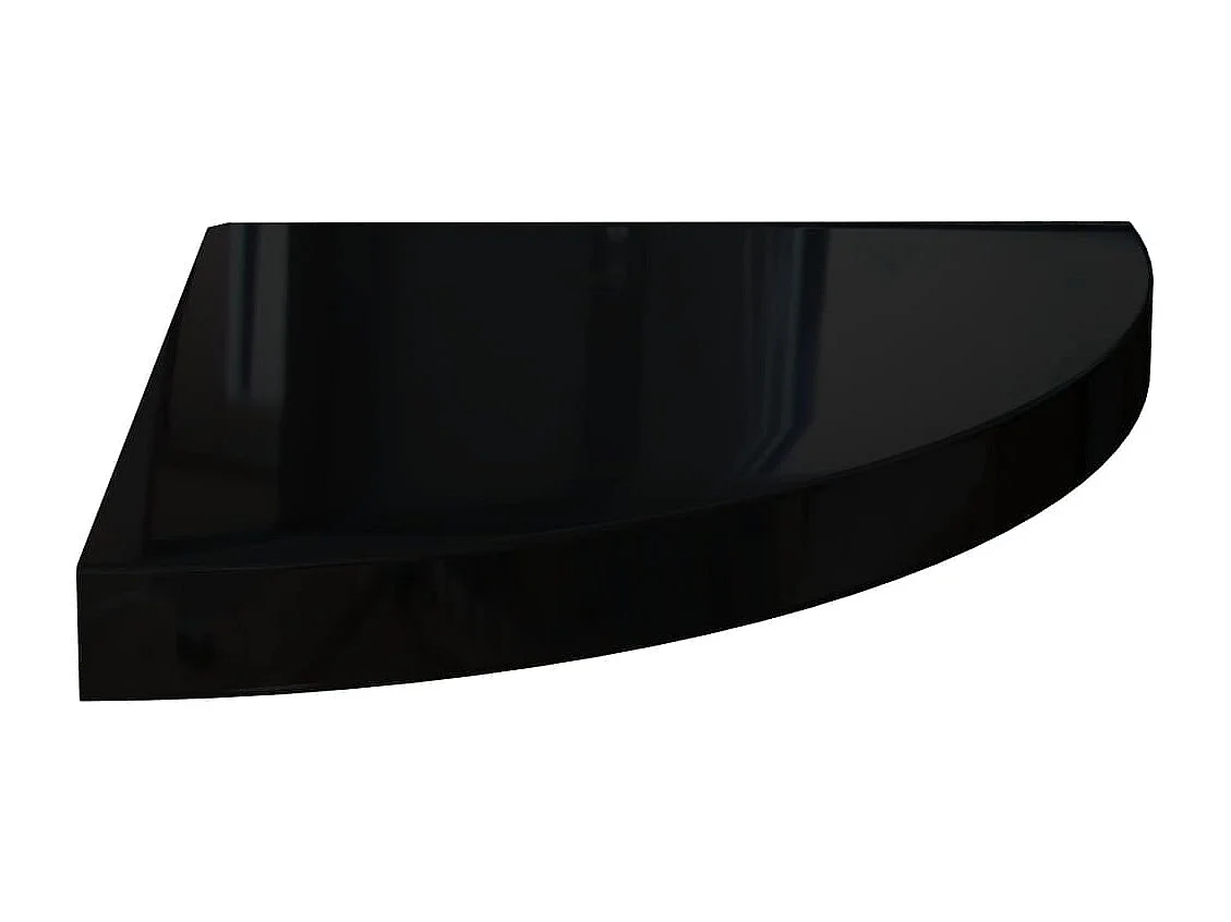 Étagères d'angle flottantes 2pcs noir brillant 35x35x3,8 cm MDF