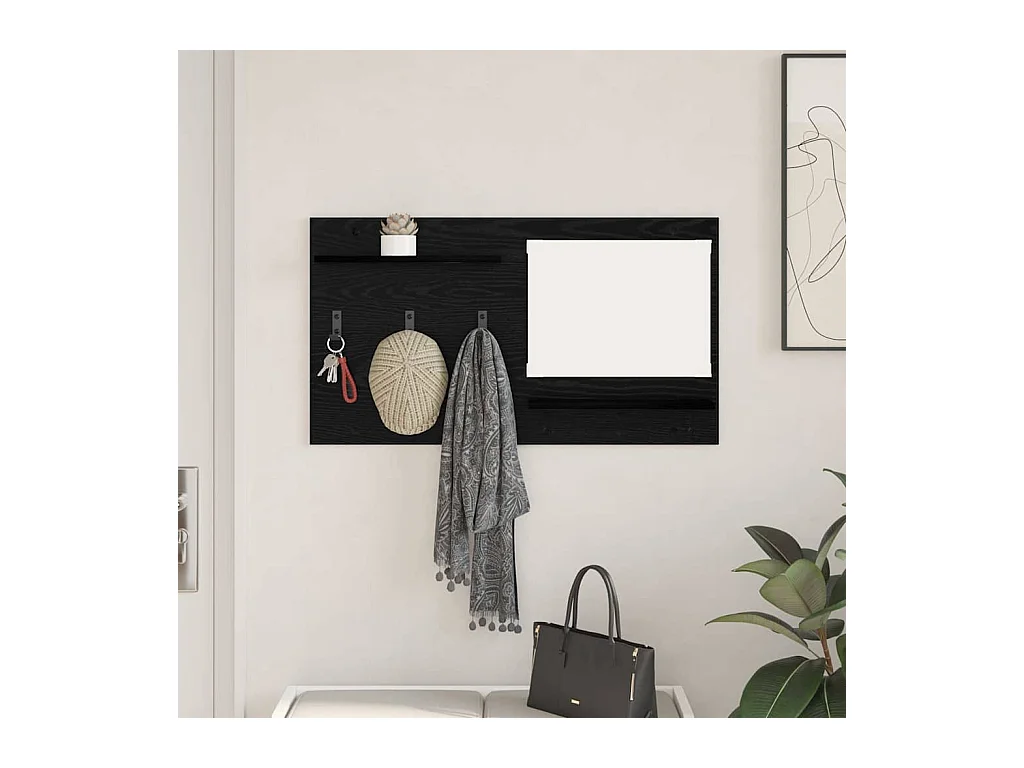 Appendiabiti da parete con ripiano Rovere nero 90 x 10 x 50 cm