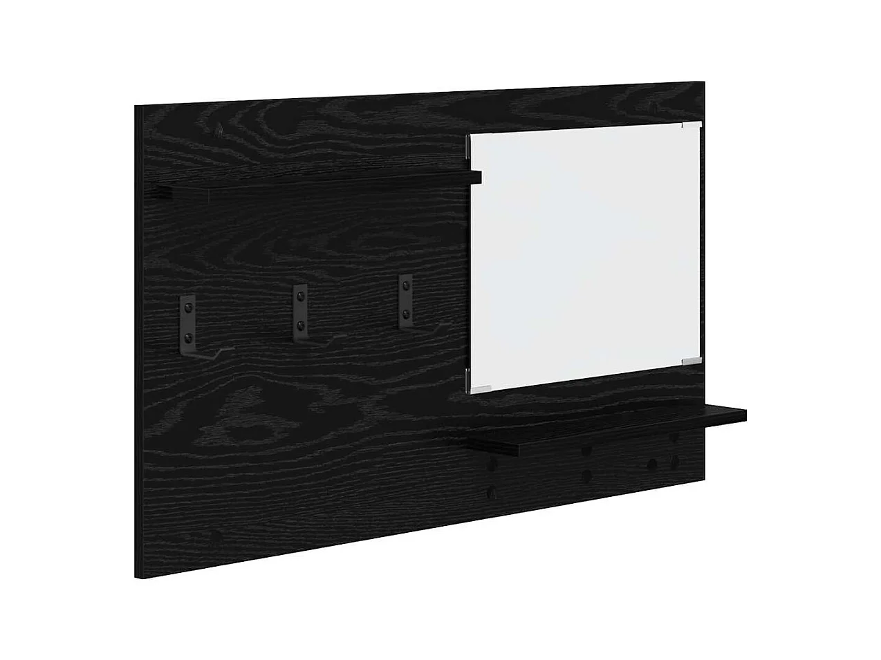 Appendiabiti da parete con ripiano Rovere nero 90 x 10 x 50 cm