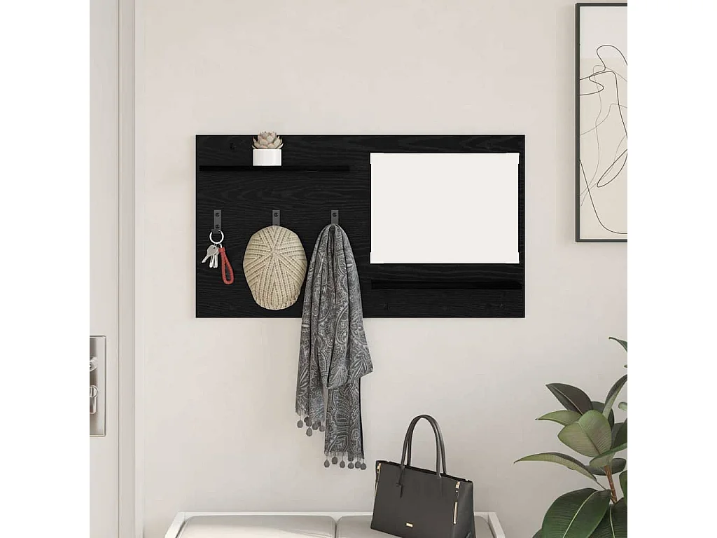 Appendiabiti da parete con ripiano Rovere nero 90 x 10 x 50 cm