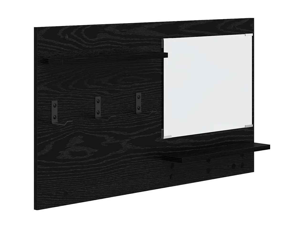 Appendiabiti da parete con ripiano Rovere nero 90 x 10 x 50 cm