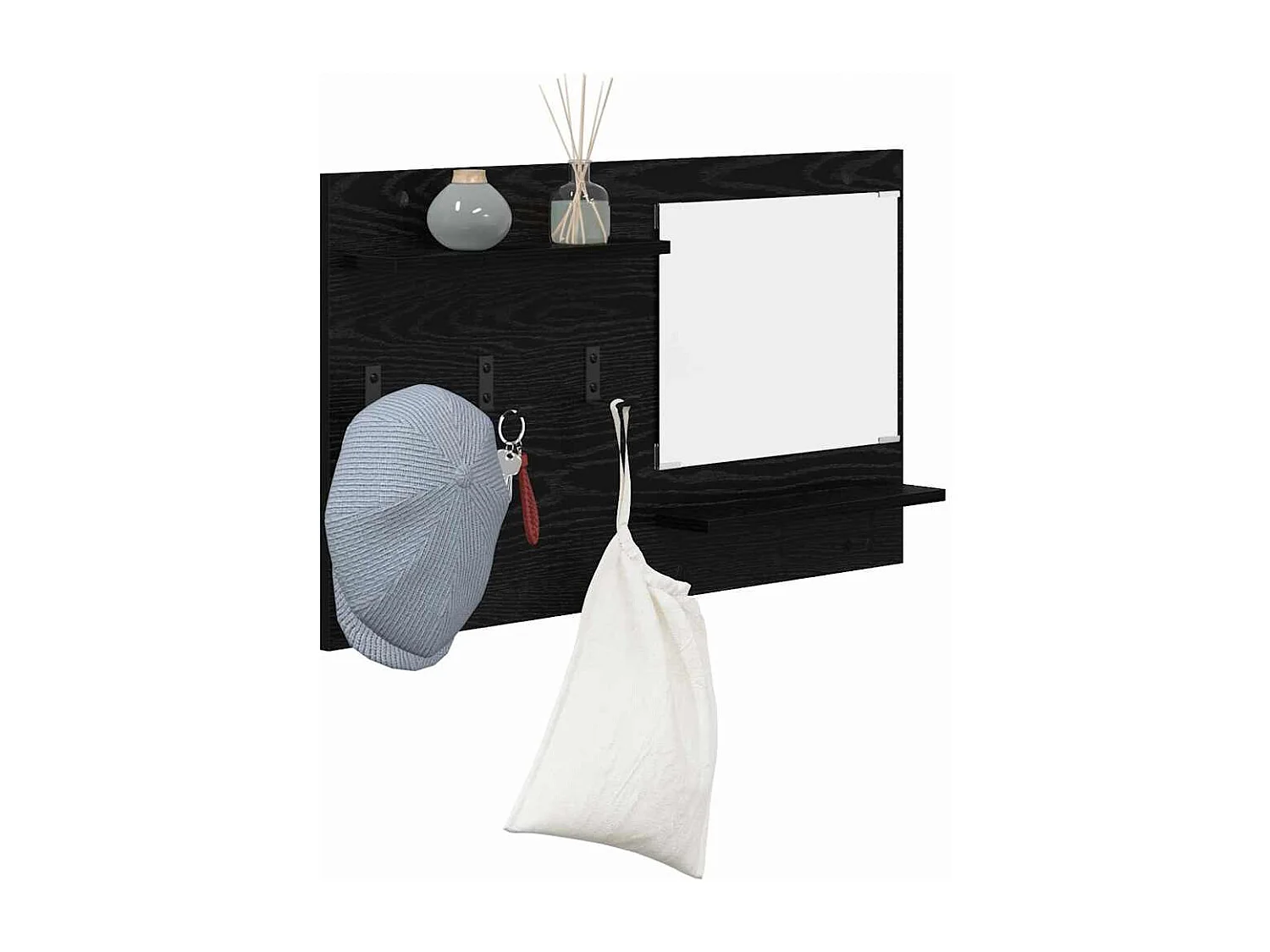Appendiabiti da parete con ripiano Rovere nero 90 x 10 x 50 cm