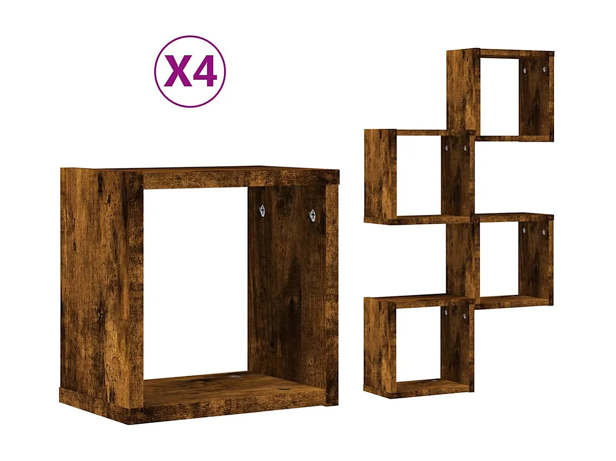 Mensole da parete 4 pezzi Marrone 26 x 15 x 26 cm Legno ingegnerizzato