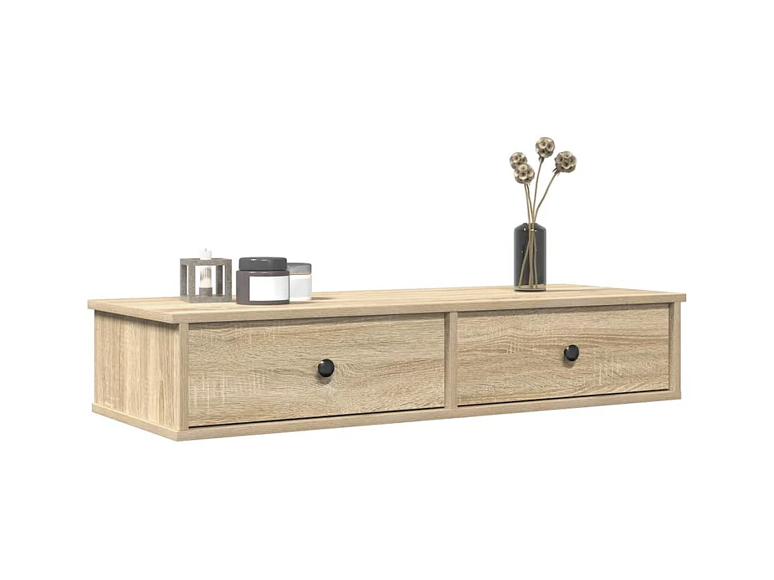 Mensola da parete con cassetti in legno ingegnerizzato rovere Sonoma