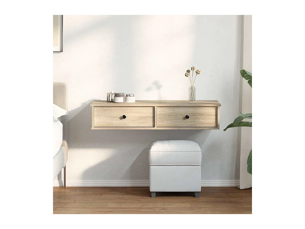 Mensola da parete con cassetti in legno ingegnerizzato rovere Sonoma