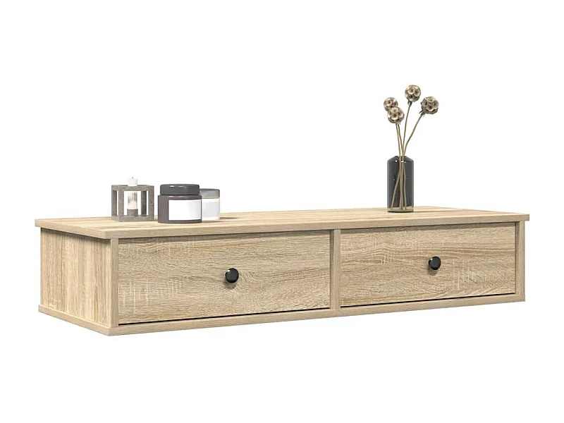 Estante de pared con cajones de madera de ingeniería de roble sonoma